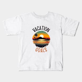 Vacation Goals Tropical Vintage Sunset Kids T-Shirt